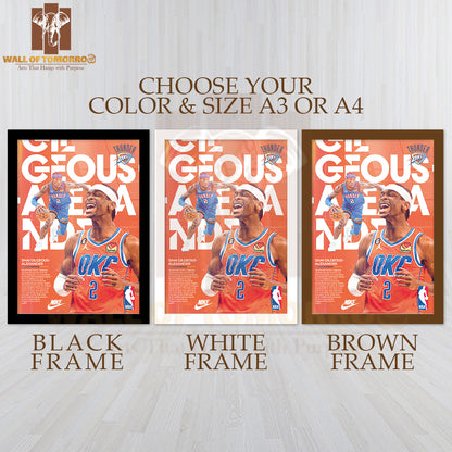 Famous Basketball Team Player Sports High Quality Glass Frame Wall Décor