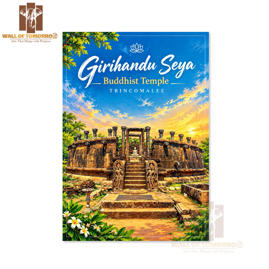 Girihandu Seya Buddhist Temple, Trincomalee Sri Lanka Travel High Quality Unframed Poster Print & Laminated Poster Print Wall Décor