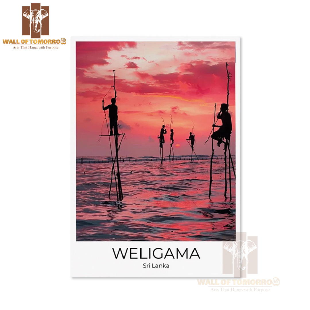 Stilt Fisherman Weligama Sri Lanka Travel High Quality Unframed Poster Print & Waterproof Poster Print Wall Décor