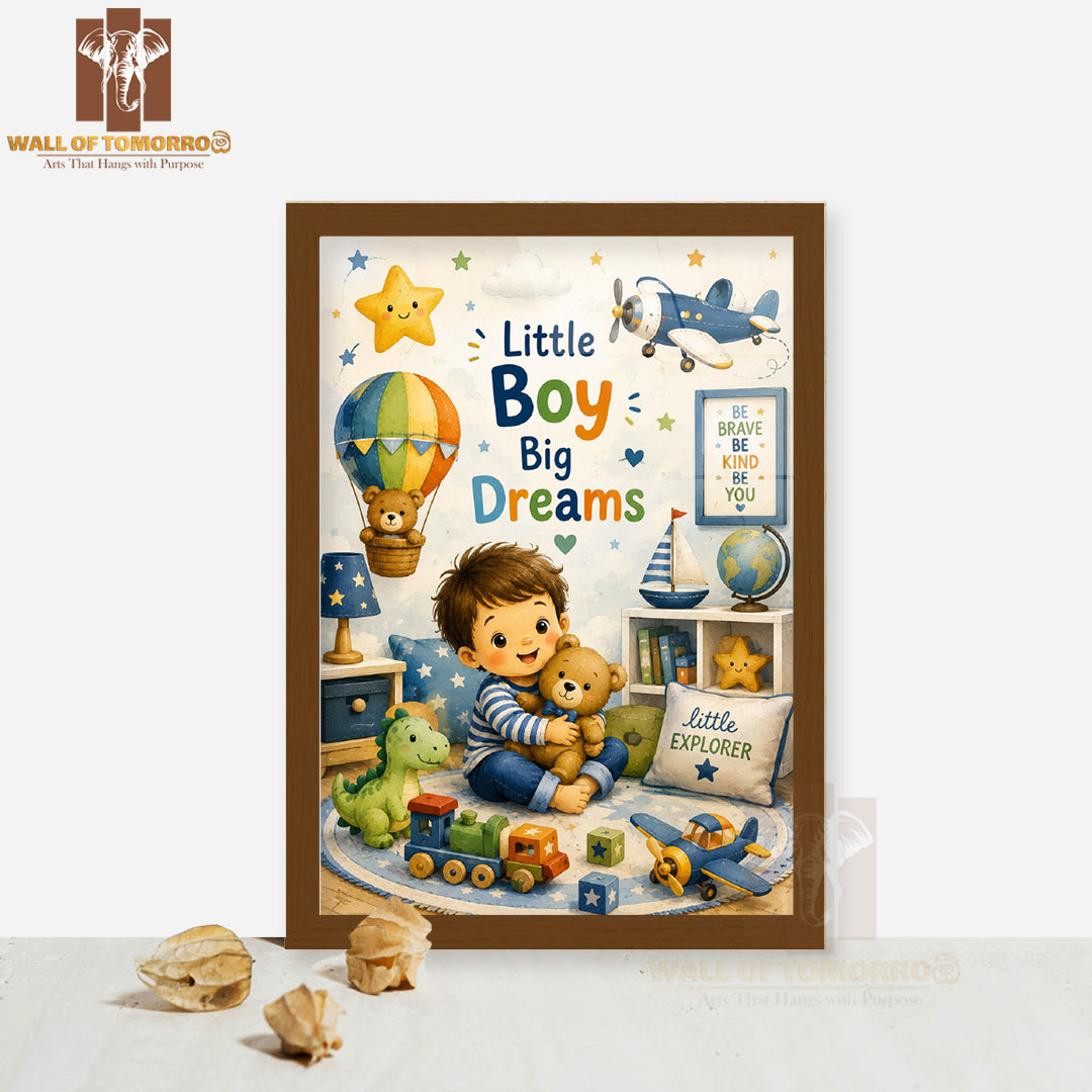 Little Boy, Big Dreams Kids High Quality Glass Frame Wall Décor