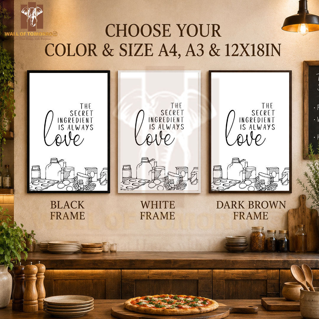 The Secret Ingredient is Always Love Kitchen & Restaurant High Quality Glass Frame Wall Décors in Sri Lanka