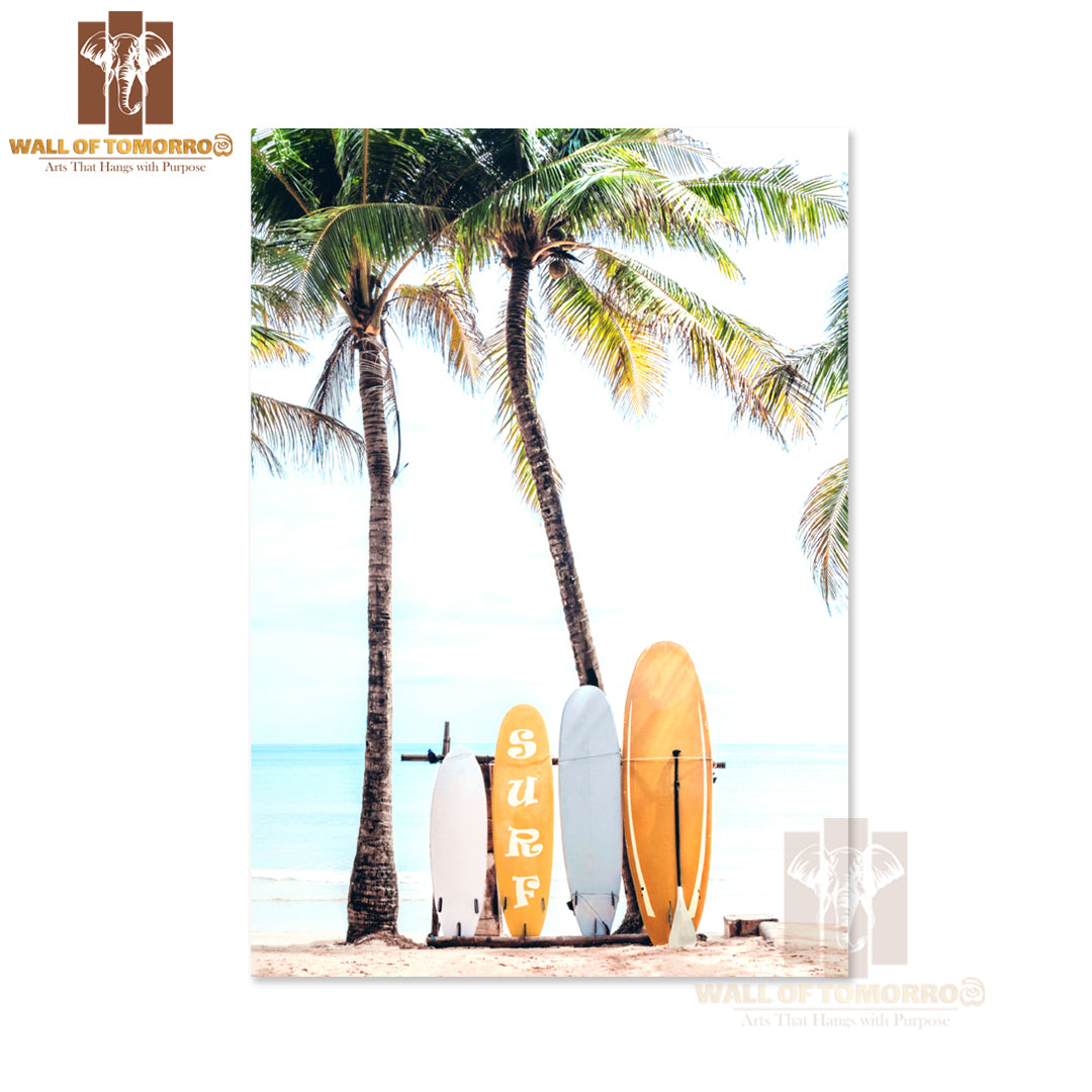 Surfboards on a Sandy Beach High Quality Unframed Poster Print & Waterproof Poster Print Wall Décor