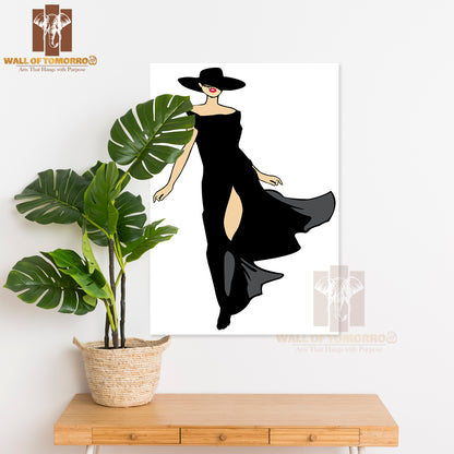 Trendy Woman in Black Dress High Quality Unframed Poster Print & Waterproof Poster Print Wall Décor