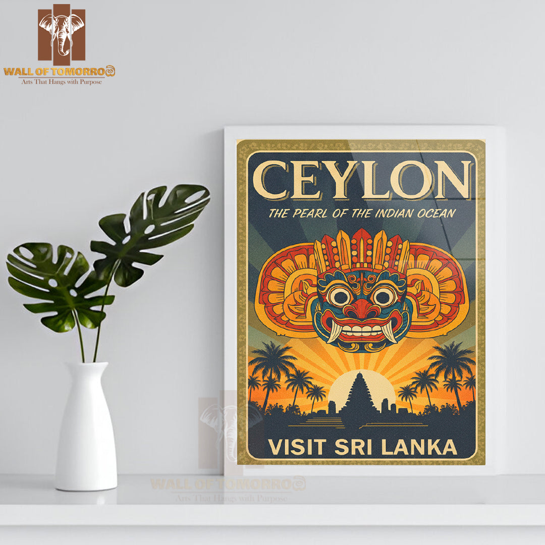 Ceylon Sri Lanka The Pearl of The Indian Ocean Travel High Quality Glass Frame Wall Décor