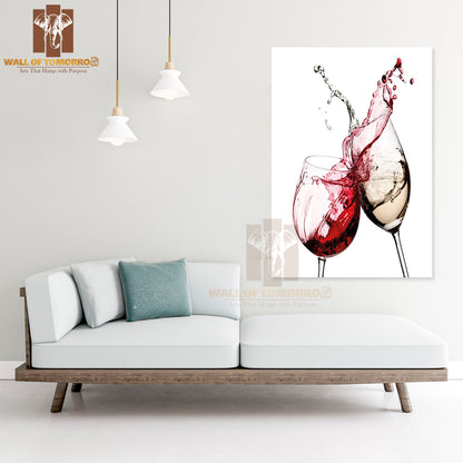 Red And White Wine Splash Diagonal High Quality Unframed Poster Print & Waterproof Poster Print Wall Décor