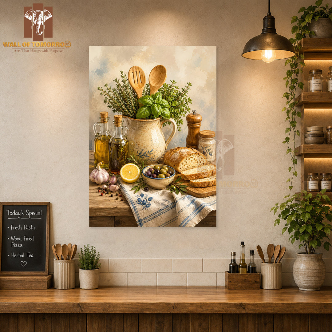 Bread & Olive Oil on Table Kitchen & Restaurant High Quality Unframed Poster Print & Waterproof Poster Print Wall Décor in Sri Lanka