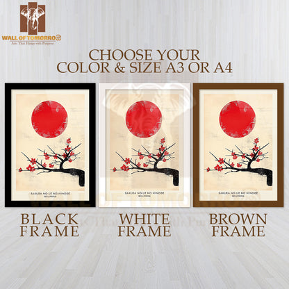 Sakura No Ue No Hinode Japandi Elegance Art High Quality Glass Frame Wall Décor