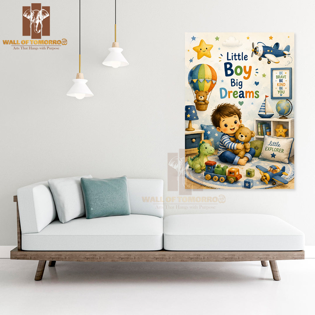 Little Boy, Big Dreams Kids High Quality Unframed Poster Print & Waterproof Poster Print Wall Décor