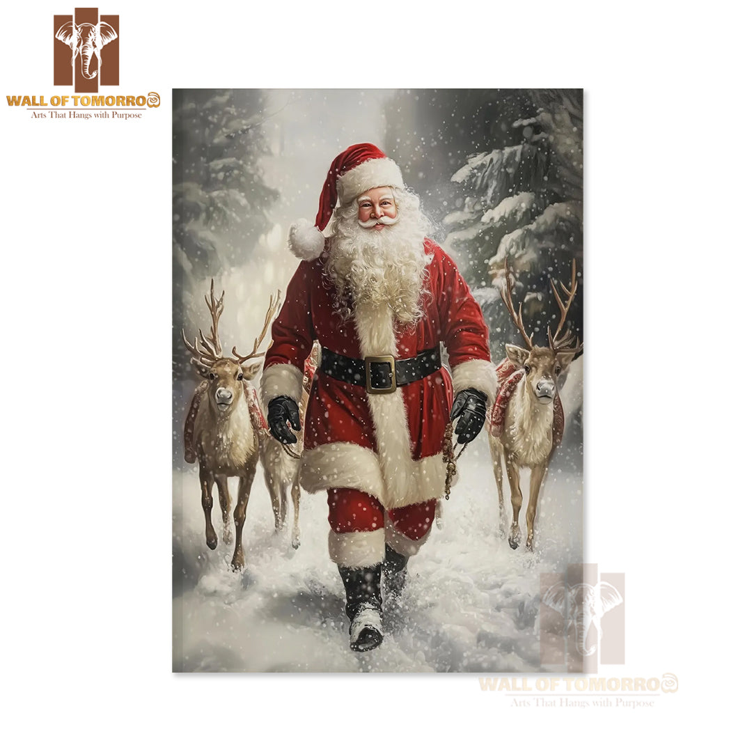 Santa Claus and Reindeer High Quality Unframed Poster Print & Waterproof Poster Print Wall Décor