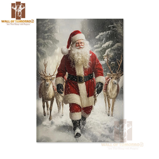 Santa Claus and Reindeer High Quality Unframed Poster Print & Waterproof Poster Print Wall Décor