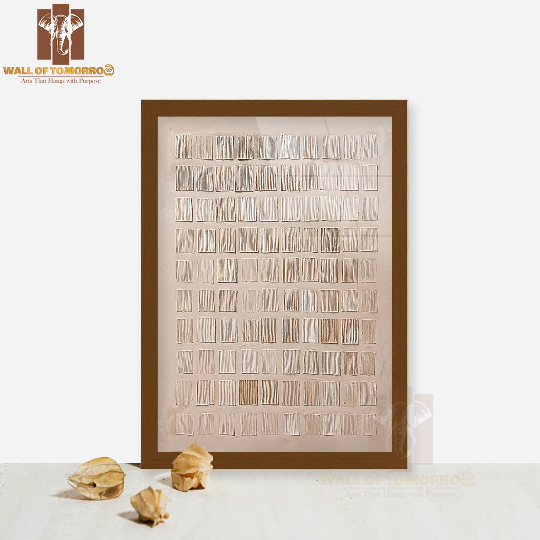 Subtle Symmetry Neutral Art High Quality Glass Frame Wall Décor