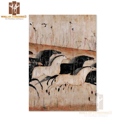 White & Black Horse Painting Animals High Quality Unframed Poster Print & Laminated Poster Print Wall Décor in Sri Lanka