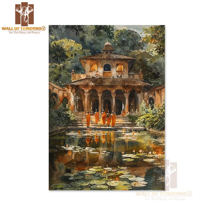 Sri Lankan Buddhist Temple Watercolor Travel High Quality Unframed Poster Print & Waterproof Poster Print Wall Décor
