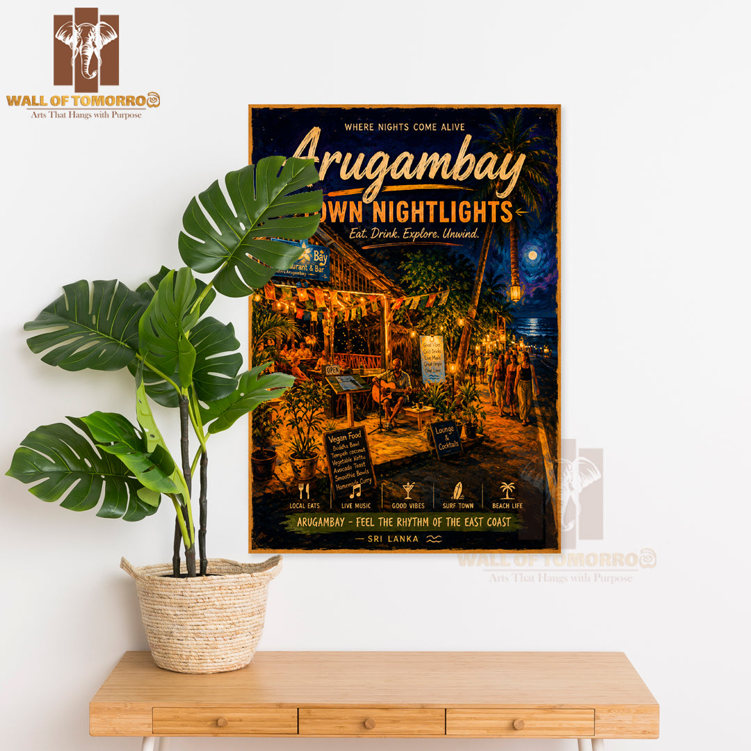 Vibrant Atmosphere of Arugambay Town Nightlights Travel High Quality Unframed Poster Print & Waterproof Poster Print Wall Décor
