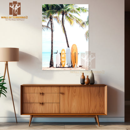 Surfboards on a Sandy Beach High Quality Unframed Poster Print & Waterproof Poster Print Wall Décor