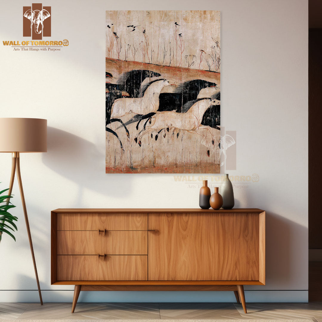 White & Black Horse Painting Animals High Quality Unframed Poster Print & Laminated Poster Print Wall Décor in Sri Lanka