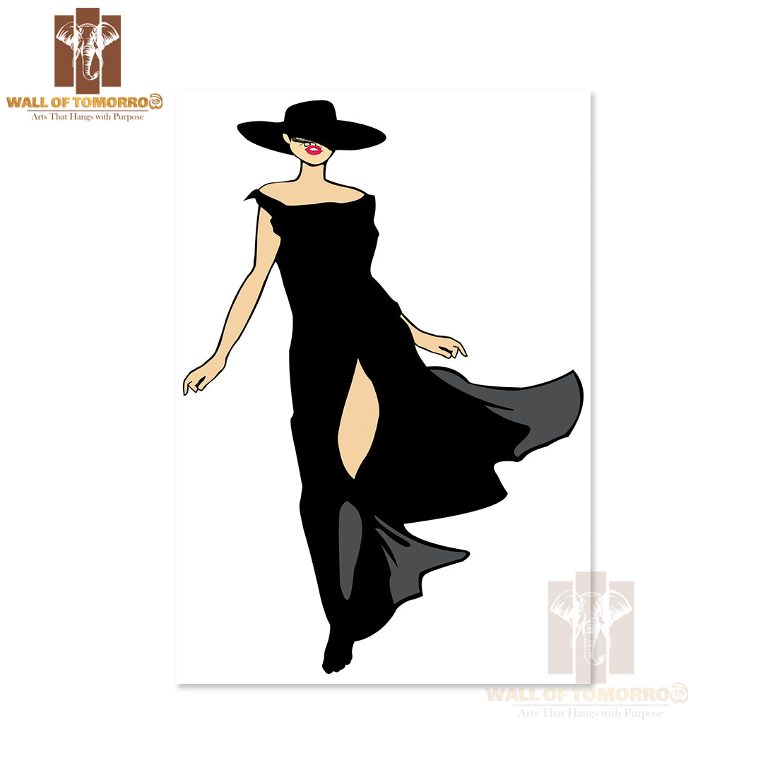 Trendy Woman in Black Dress High Quality Unframed Poster Print & Waterproof Poster Print Wall Décor