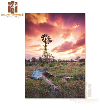Outback Sunset with Windmill High Quality Unframed Poster Print & Waterproof Poster Print Wall Décor