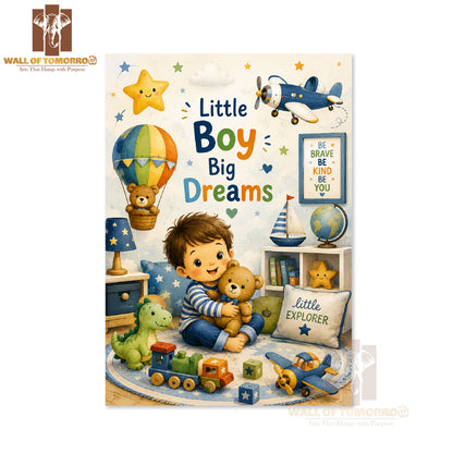Little Boy, Big Dreams Kids High Quality Unframed Poster Print & Waterproof Poster Print Wall Décor