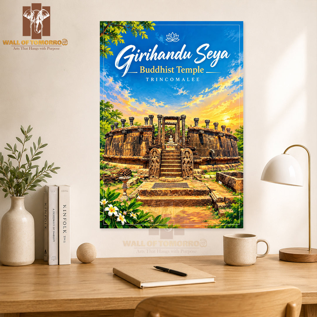 Girihandu Seya Buddhist Temple, Trincomalee Sri Lanka Travel High Quality Unframed Poster Print & Laminated Poster Print Wall Décor