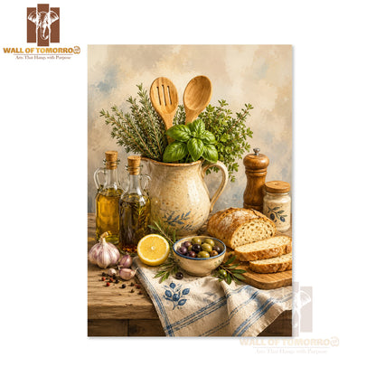 Bread & Olive Oil on Table Kitchen & Restaurant High Quality Unframed Poster Print & Waterproof Poster Print Wall Décor in Sri Lanka