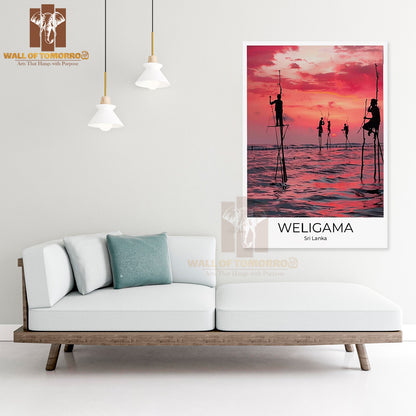 Stilt Fisherman Weligama Sri Lanka Travel High Quality Unframed Poster Print & Waterproof Poster Print Wall Décor