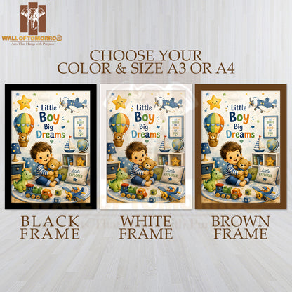 Little Boy, Big Dreams Kids High Quality Glass Frame Wall Décor