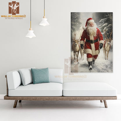 Santa Claus and Reindeer High Quality Unframed Poster Print & Waterproof Poster Print Wall Décor