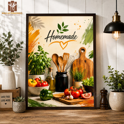 Homemade vegetables on table Kitchen & Restaurant High Quality Glass Frame Wall Décors in Sri Lanka