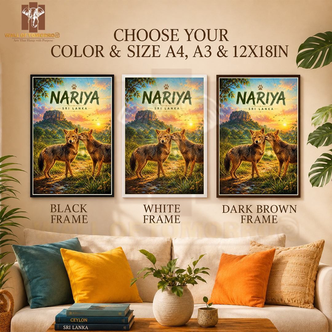Jackal (Nariya) Sri Lanka Travel Animals High Quality Glass Frame Wall Décor