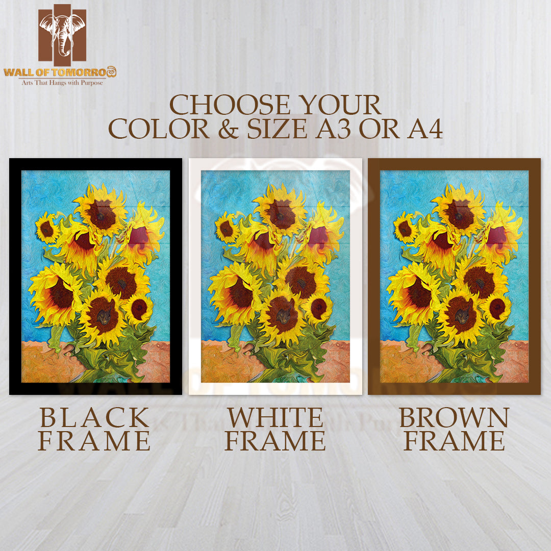 Sun Flower Painting High Quality Glass Frame Wall Décor