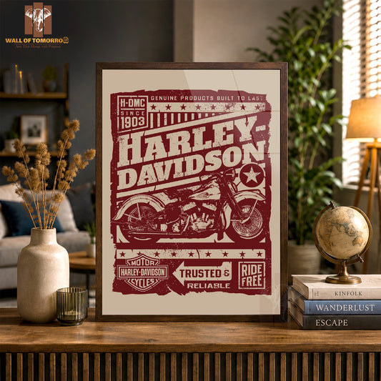 Harly Davidson Motor Bike High Quality Glass Frame Wall Décor in Sri Lanka