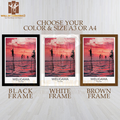 Stilt Fisherman Weligama Sri Lanka Travel High Quality Glass Frame Wall Décor