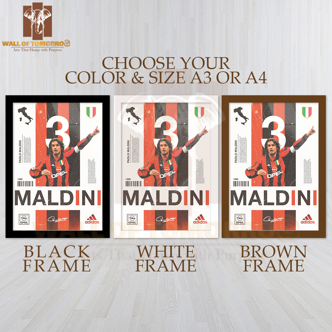 Maldini Showcasing His Dynamic Pose Sports High Quality Glass Frame Wall Décor