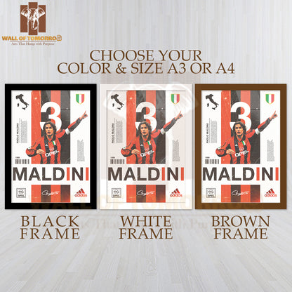 Maldini Showcasing His Dynamic Pose Sports High Quality Glass Frame Wall Décor
