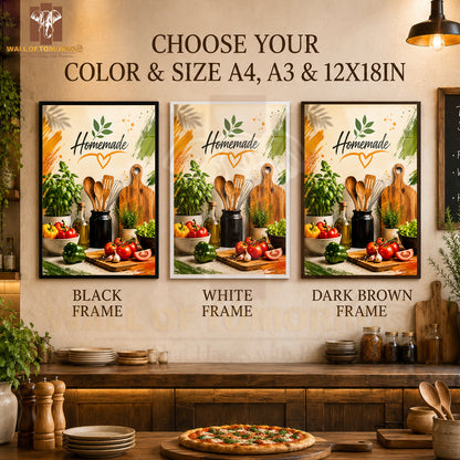 Homemade vegetables on table Kitchen & Restaurant High Quality Glass Frame Wall Décors in Sri Lanka