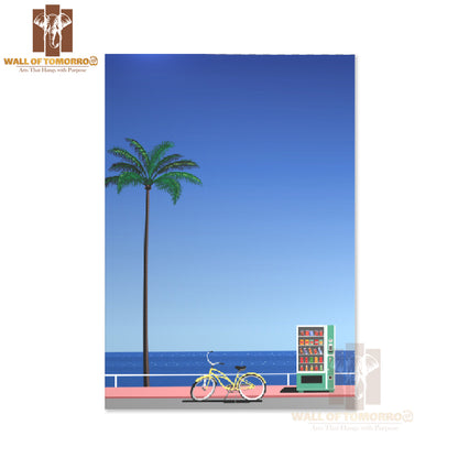 Vending Machine & Bike Parked on A Sidewalk High Quality Unframed Poster Print & Waterproof Poster Print Wall Décor