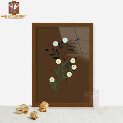 Green Plant with White Flowers Set High Quality Glass Frame Wall Décors in Sri Lanka
