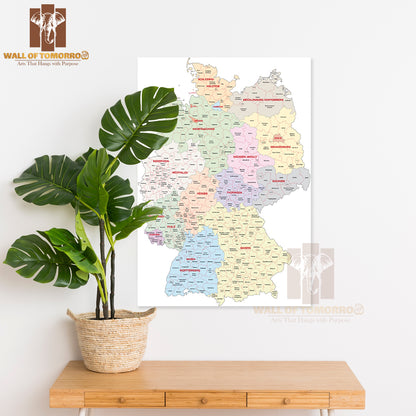 Administrative Map of Germany Educational High Quality Unframed Poster Print & Waterproof Poster Print Wall Décor
