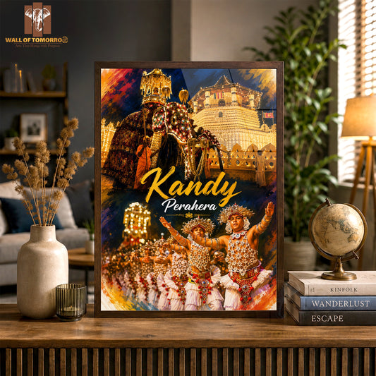 Kandy Perahera Sri Lanka Travel High Quality Glass Frame Wall Décor