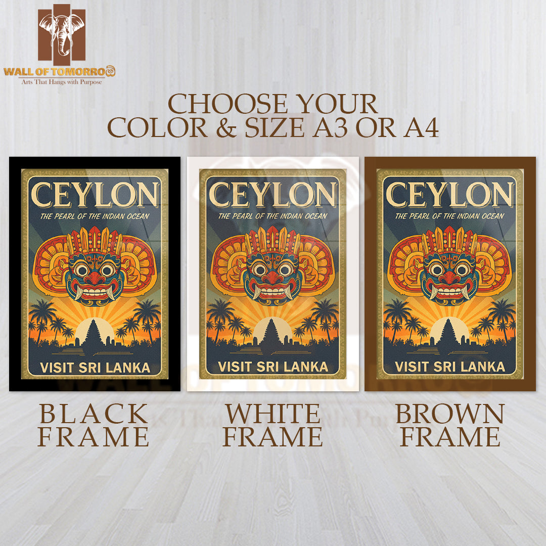 Ceylon Sri Lanka The Pearl of The Indian Ocean Travel High Quality Glass Frame Wall Décor