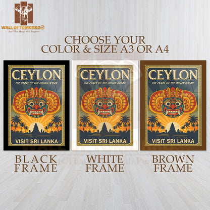 Ceylon Sri Lanka The Pearl of The Indian Ocean Travel High Quality Glass Frame Wall Décor