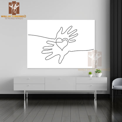 Hand Holding a Heart with A Line Drawing of It High Quality Unframed Poster Print & Waterproof Poster Print Wall Décor