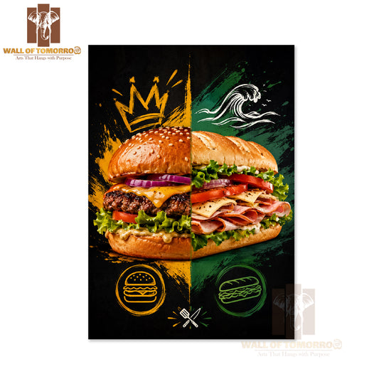 Burgers & submarine Kitchen & Restaurant High Quality Unframed Poster Print & Waterproof Poster Print Wall Décor in Sri Lanka
