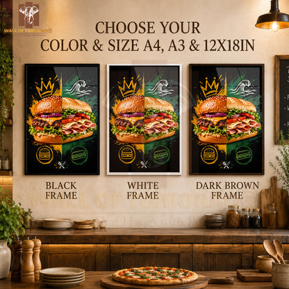 Burgers & submarine Kitchen & Restaurant High Quality Glass Frame Wall Décors in Sri Lanka