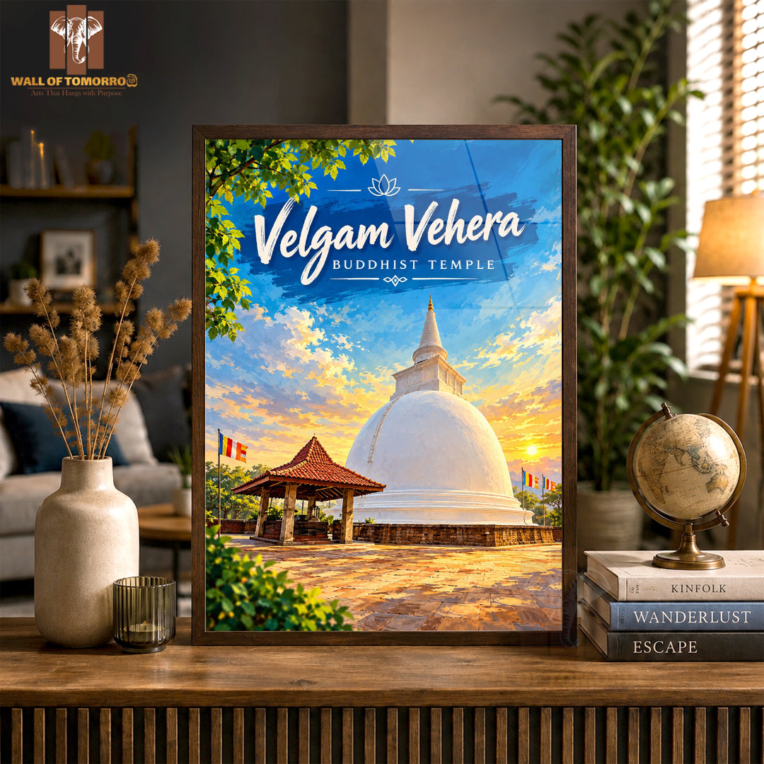 Velgam Vehera Buddhist Temple, Trincomalee Sri Lanka Travel High Quality Glass Frame Wall Décor