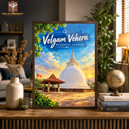 Velgam Vehera Buddhist Temple, Trincomalee Sri Lanka Travel High Quality Glass Frame Wall Décor