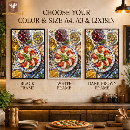 Food on Table with Olives Kitchen & Restaurant High Quality Glass Frame Wall Décors in Sri Lanka