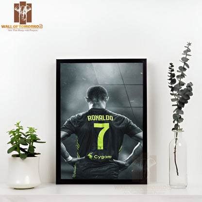 Famous Soccer Player Highlighting His Signature Sports High Quality Glass Frame Wall Décor