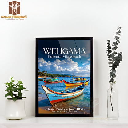 Weligama Fisherman Village Beach Sri Lanka Travel High Quality Glass Frame Wall Décor